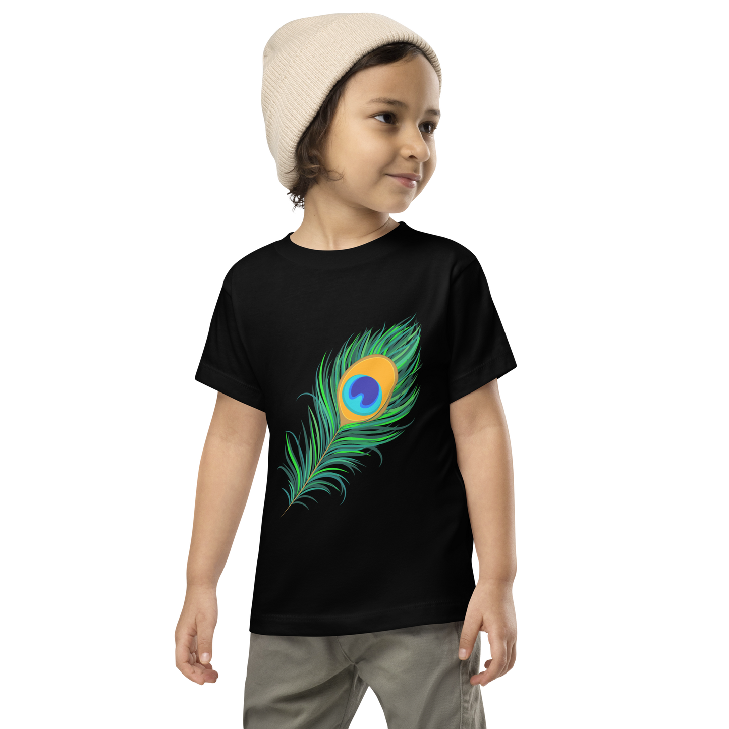 Krishna Peacock Feather T-Shirt – Cute & Festive Wear