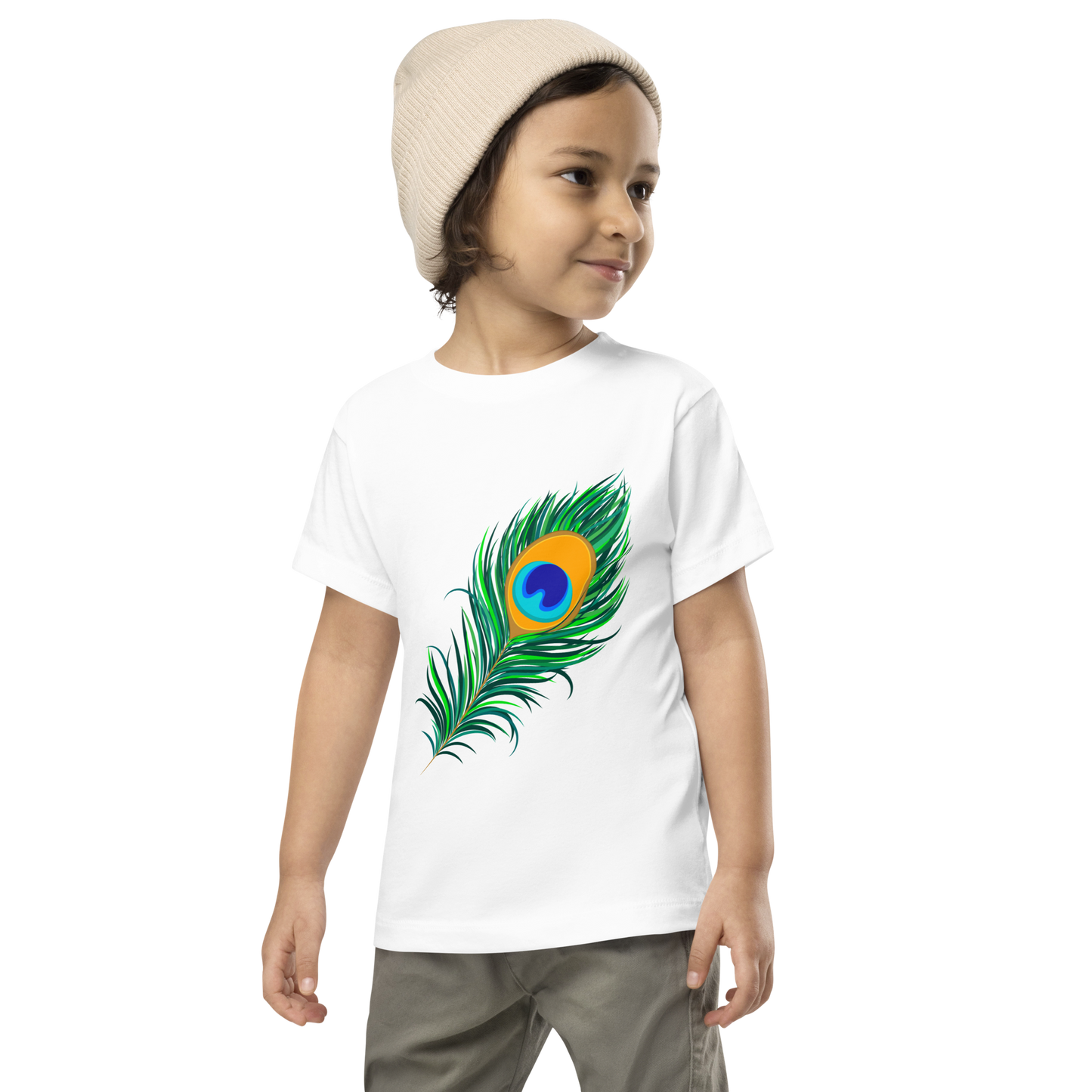 Krishna Peacock Feather T-Shirt – Cute & Festive Wear